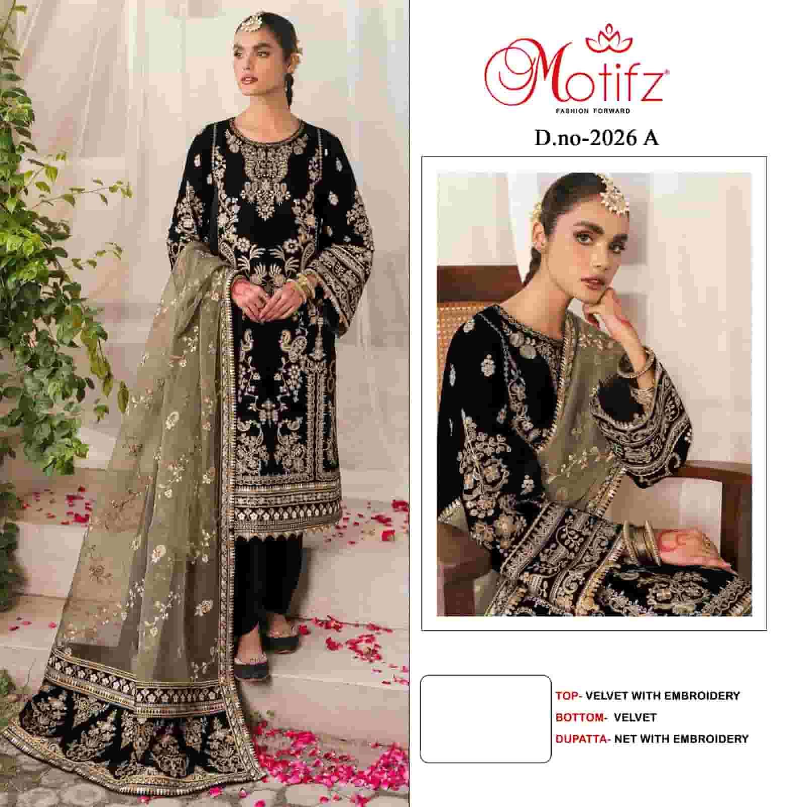 Motifz 2026 A Festive Wear Style Designer Velvet Embroidered Suit Ensemble