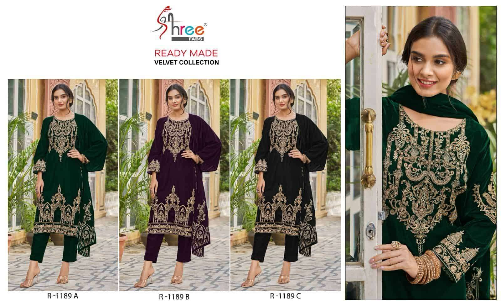 Shree Fabs R 1189 Colors Velvet Readymade Collection Festive Wear Suit Wholesalers
