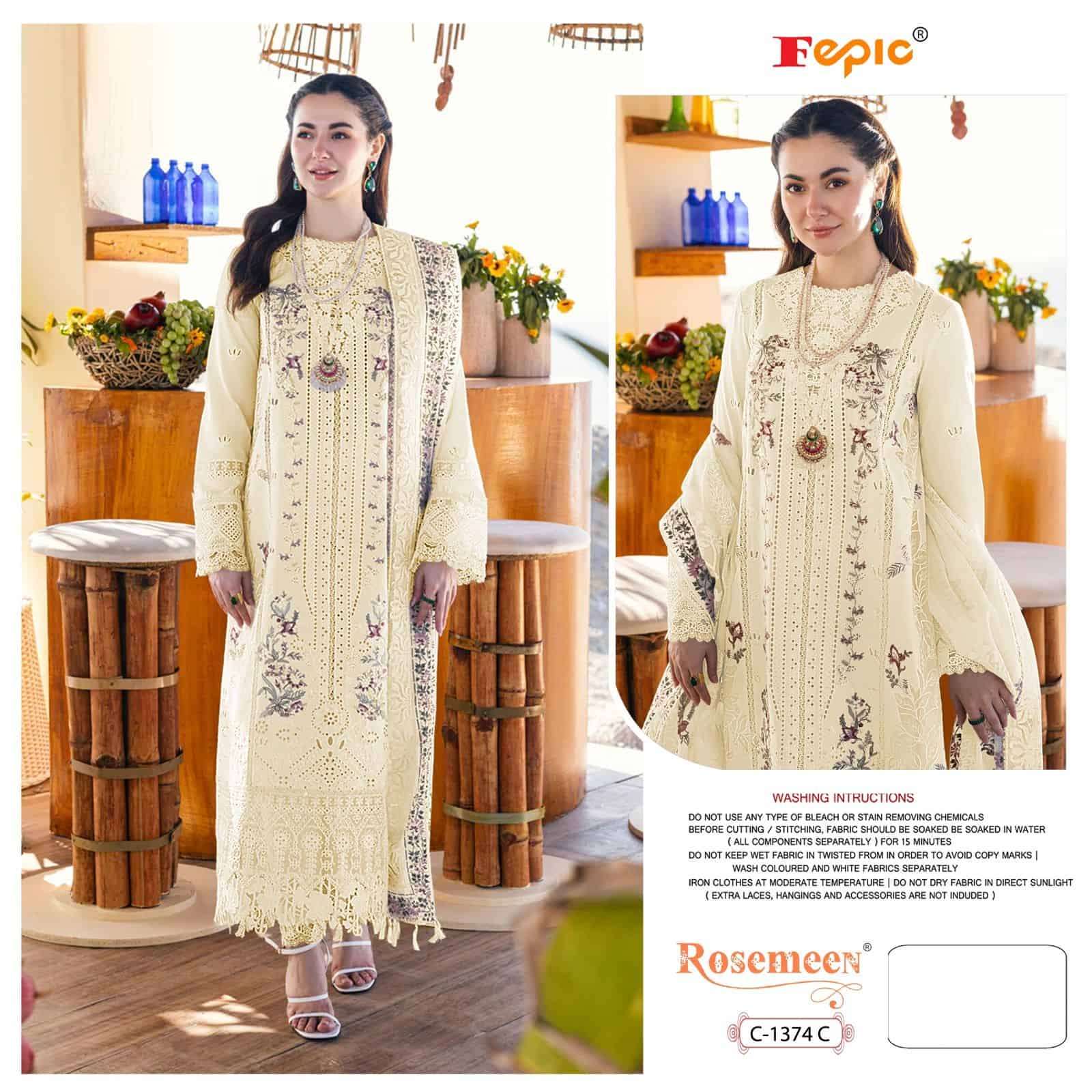 Fepic C 1374 C Pakistani Designer Embroidered Salwar Suit Ensemble
