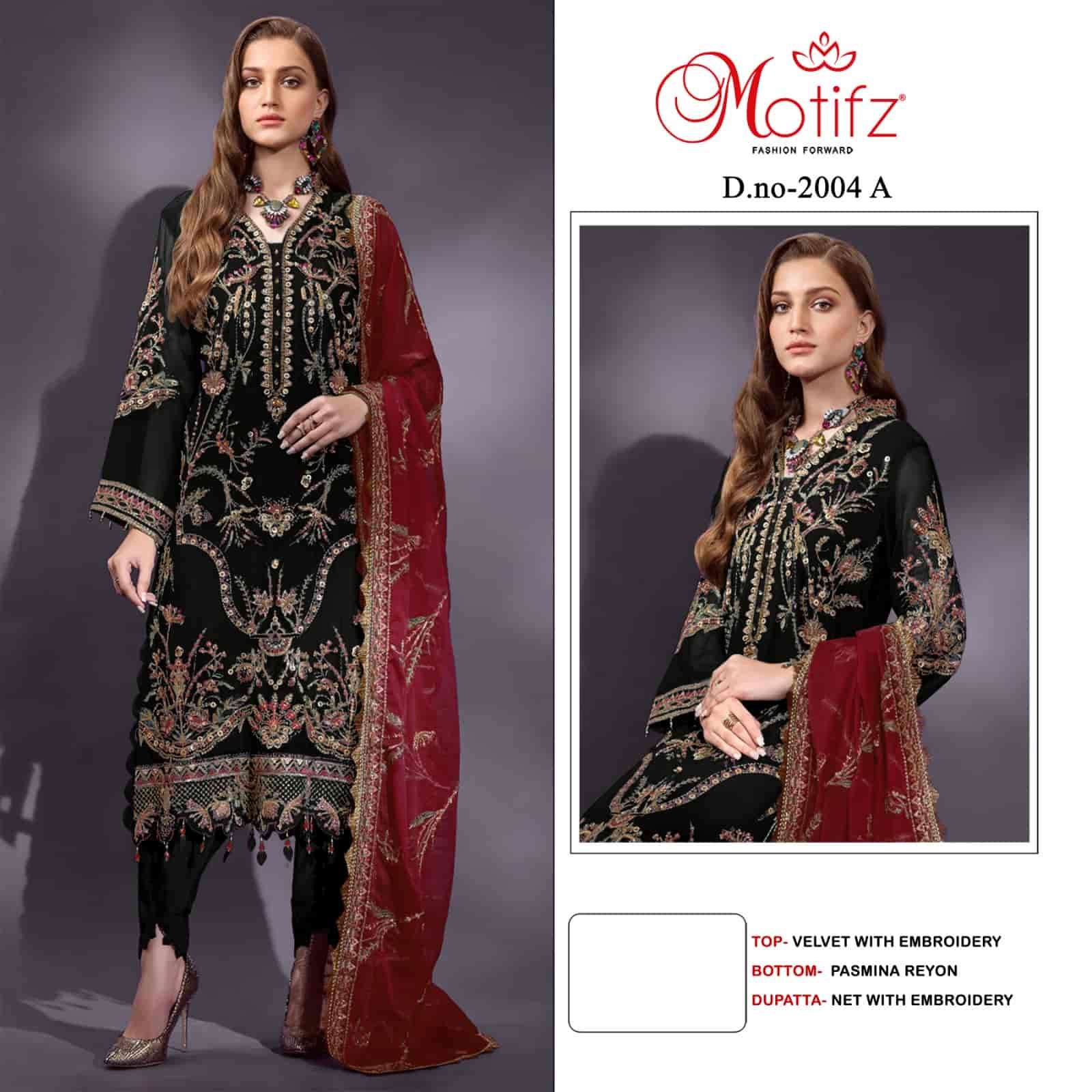Motifz 2004 A Pakistani Winter Wear Style Designer Velvet Suit Exporter