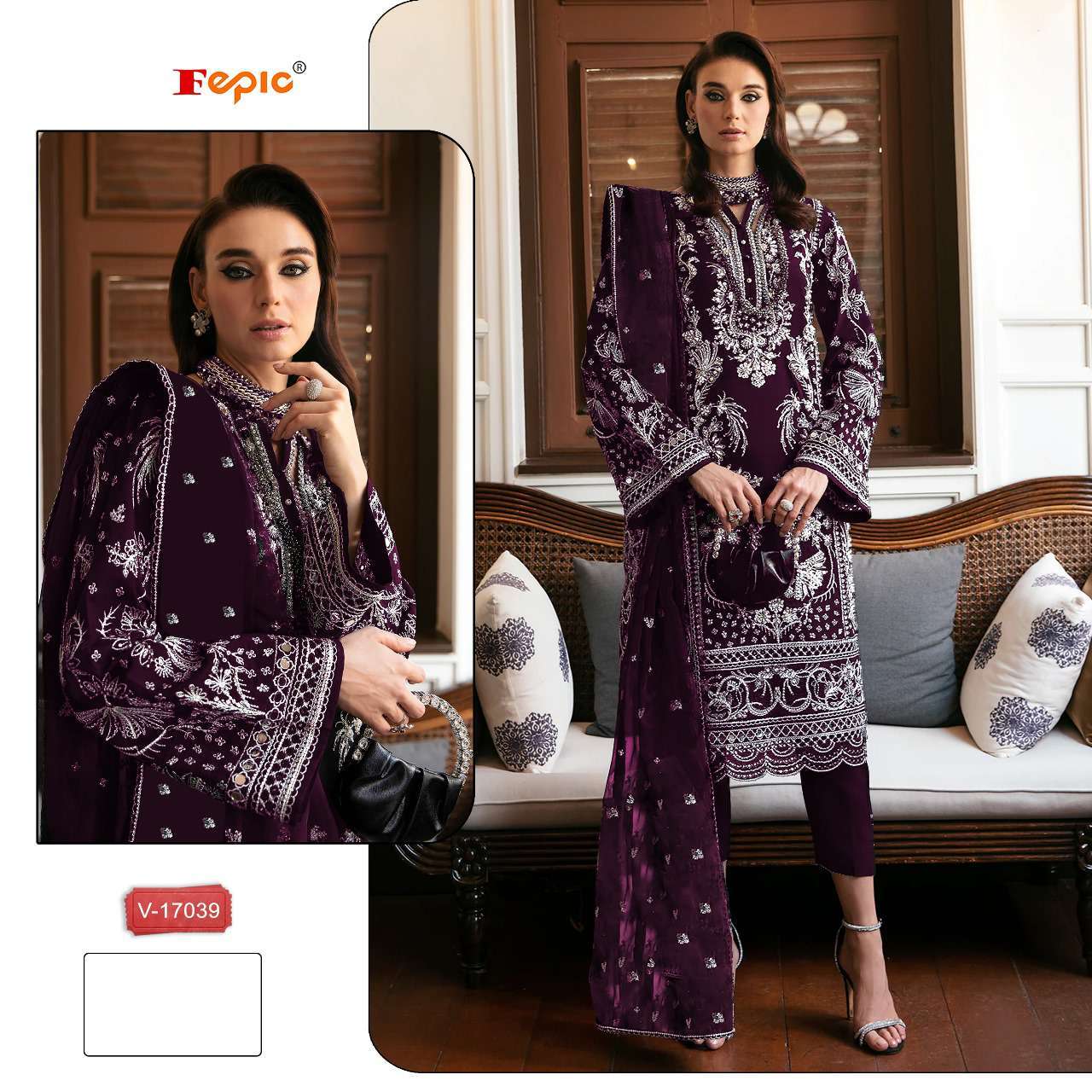 Fepic V 17039 Colors Designer Work Velvet Dress