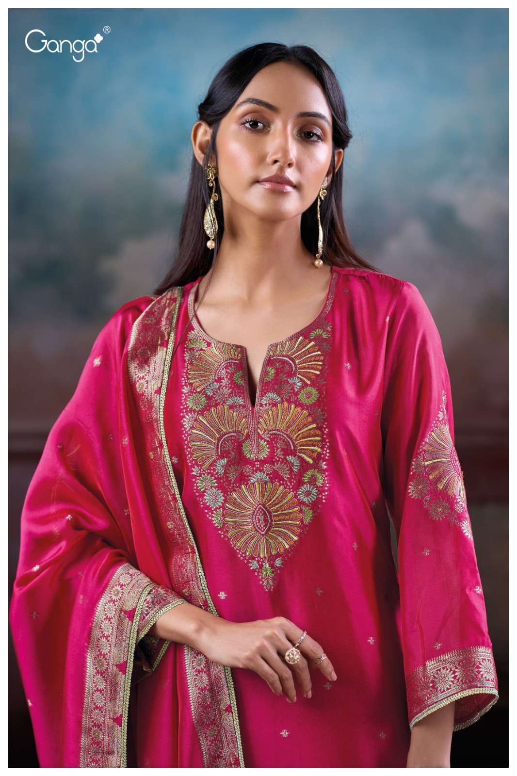 Ganga Fashion Avry 3879 Exclusive Jacquard Designs Suit Festive Collection