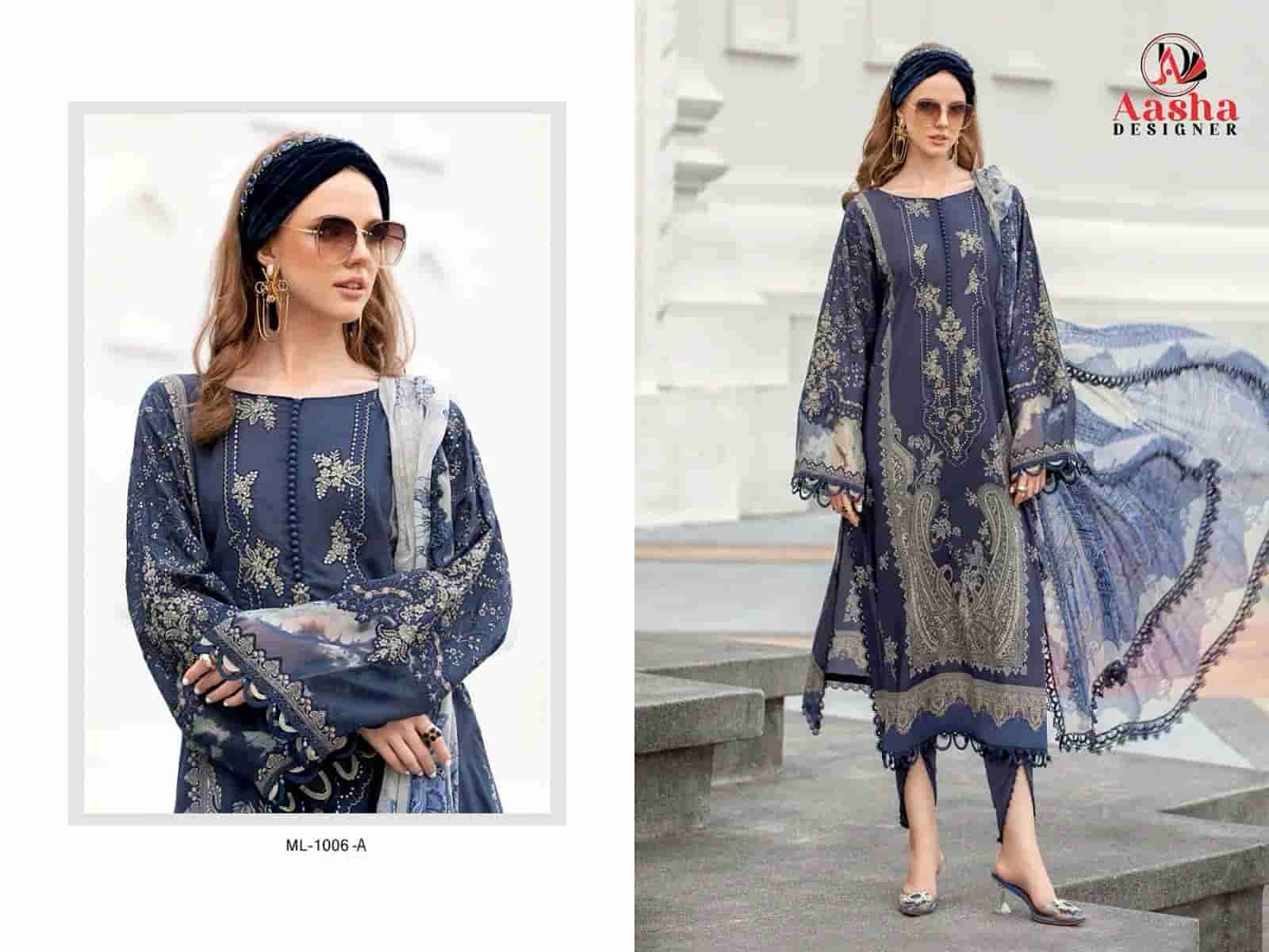 Aasha Designer 1006 Colors Fancy Embroidered Designer Cotton Salwar Suit Collection