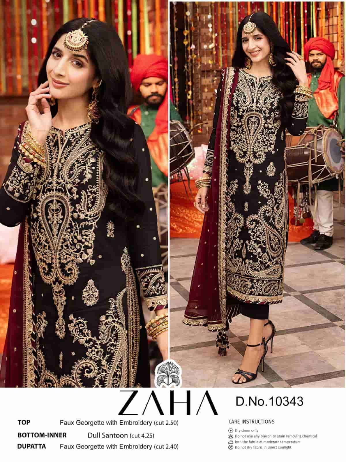 Zaha 10343 Pakistani Unstitched Salwar Suit Collection