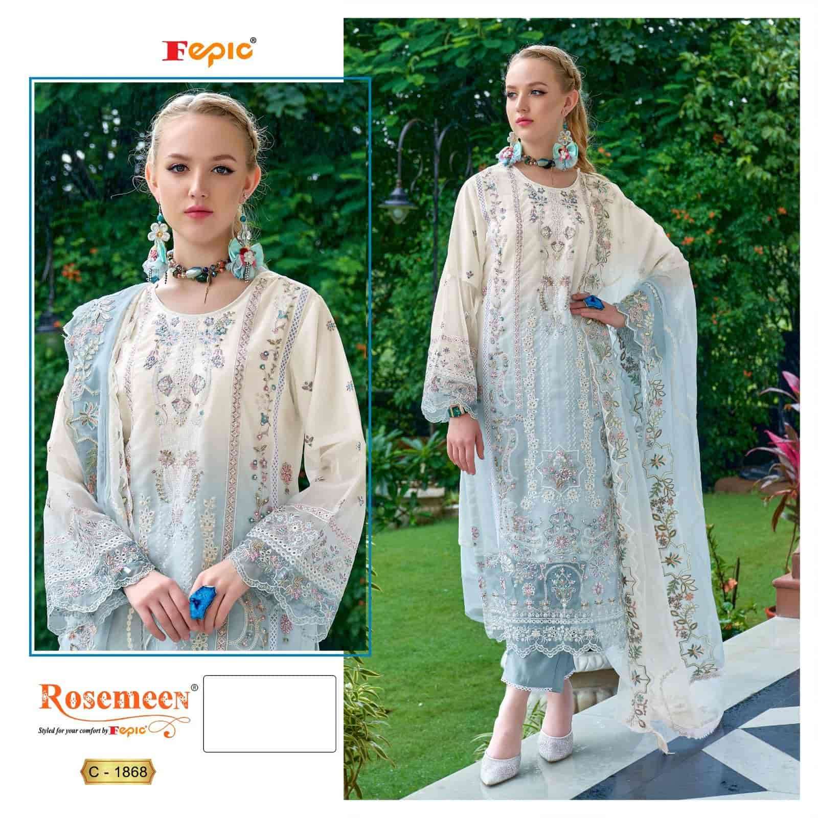 Fepic C 1868 Pakistani Fancy Designer Organza Embroidered Suit Exporter