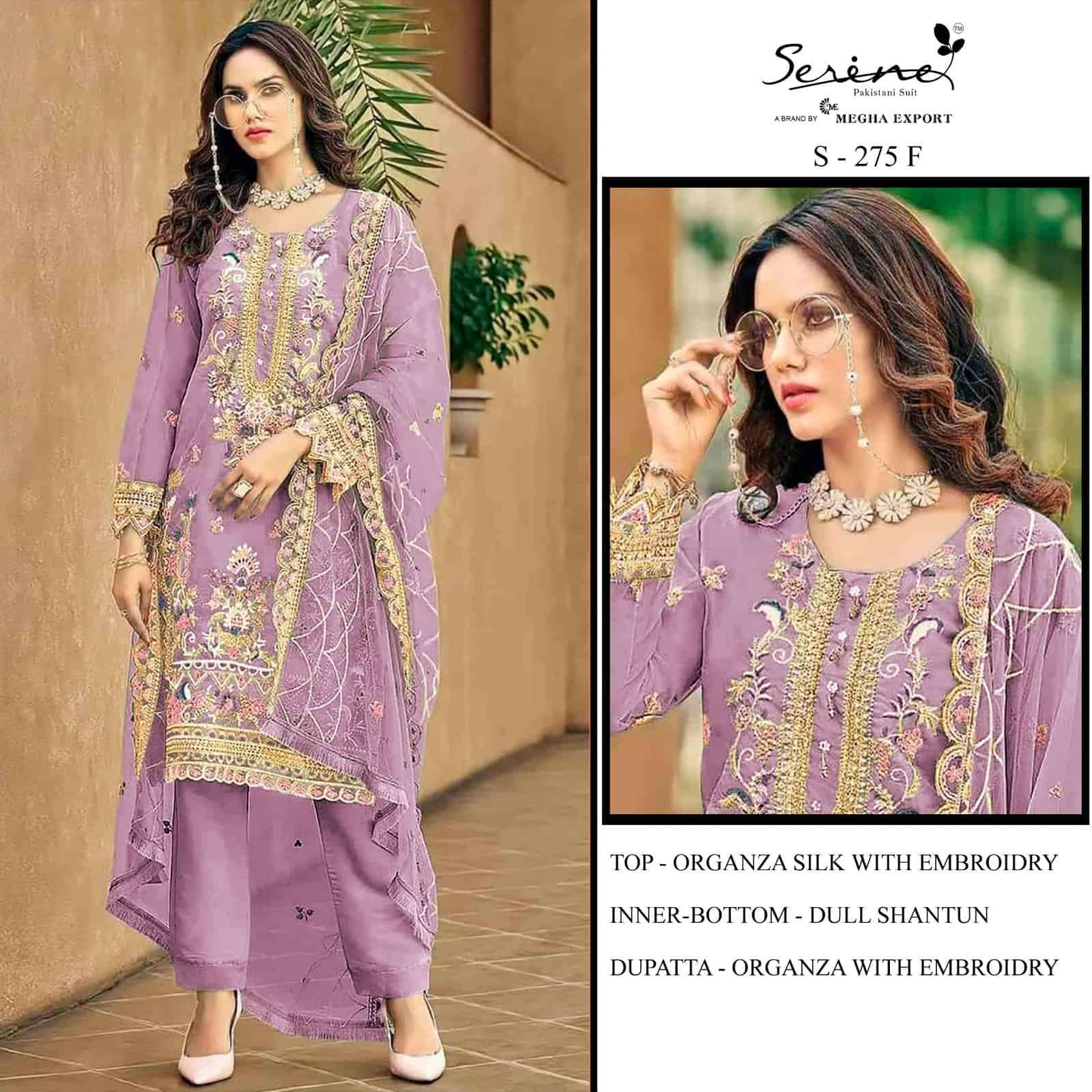 Serine S 275 B Organza Designer Salwar Kameez Ensemble