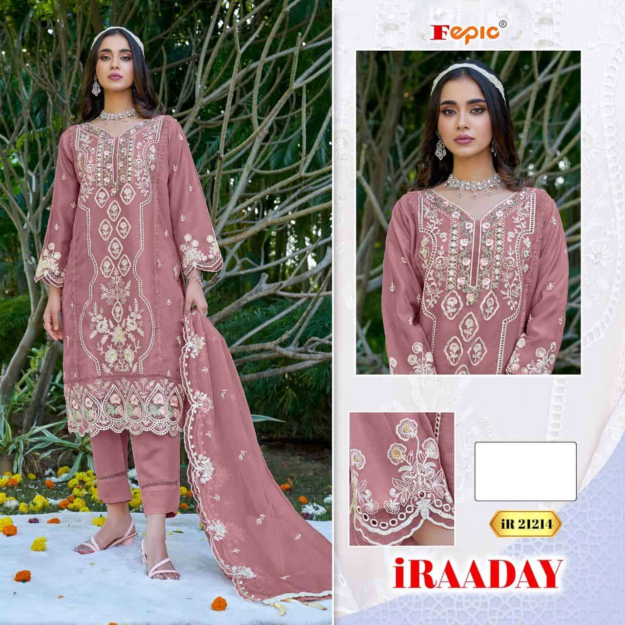 Fepic IR 21214 Organza Embroidered Pakistani Salwar Suit Exporter