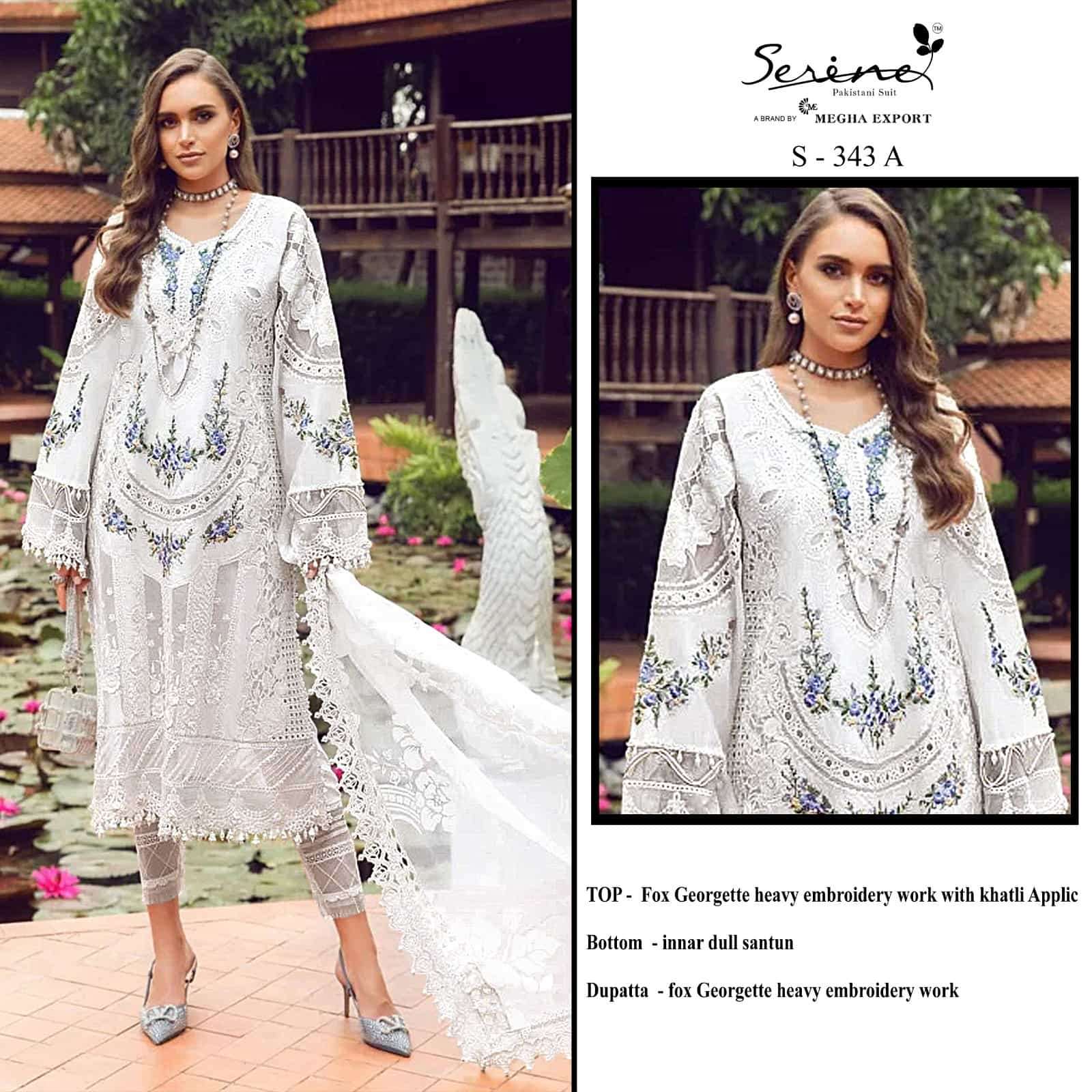 Megha Export S 343 Colors Pakistani Designer Georgette Suit Wholesalers