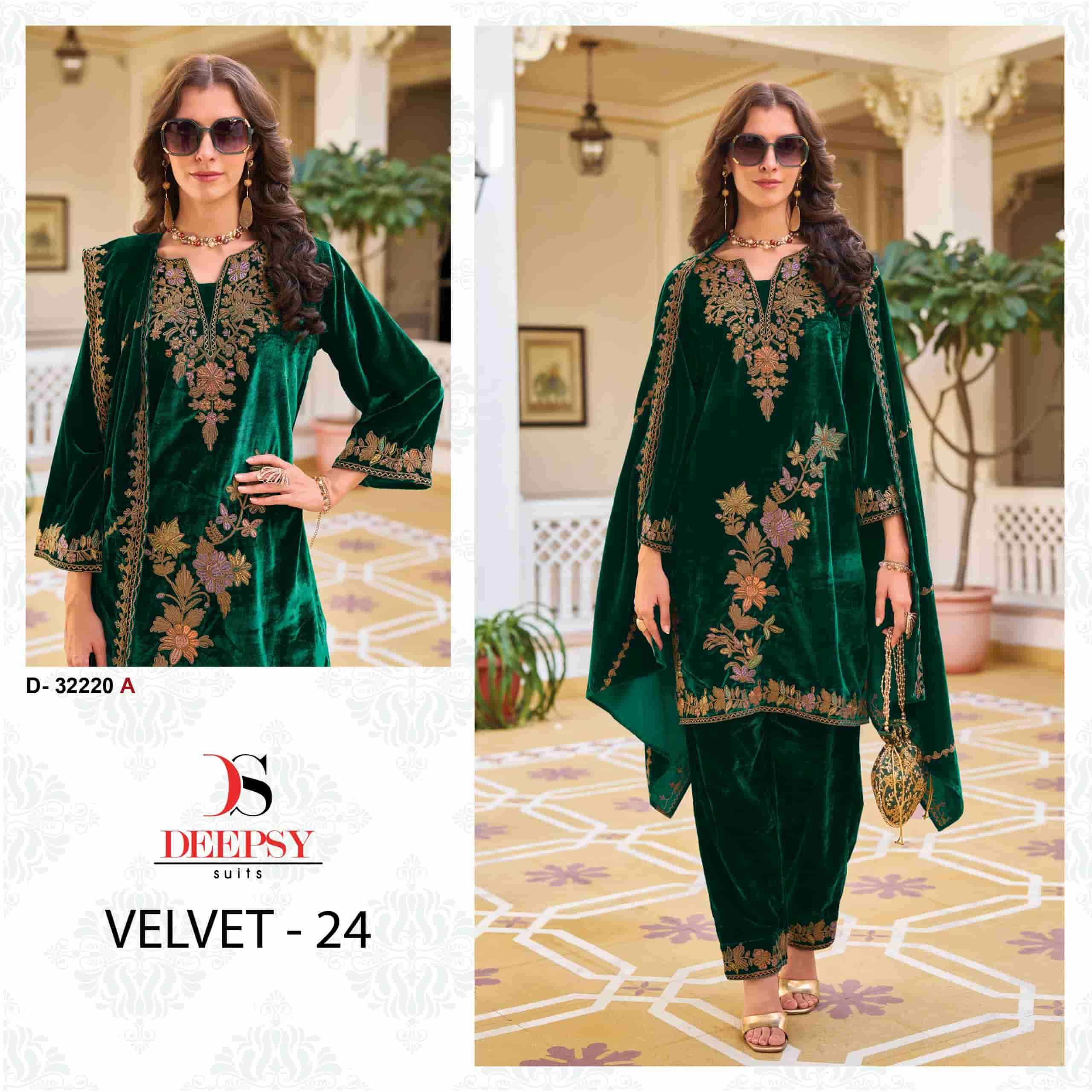 Deepsy D 32220 A Pakistani Style Designer Embroidered Velvet Suit Exporter