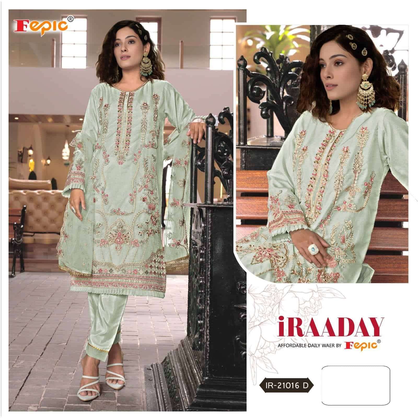 Fepic IR 21016 D Latest Embroidered Designer Organza Salwar Suit