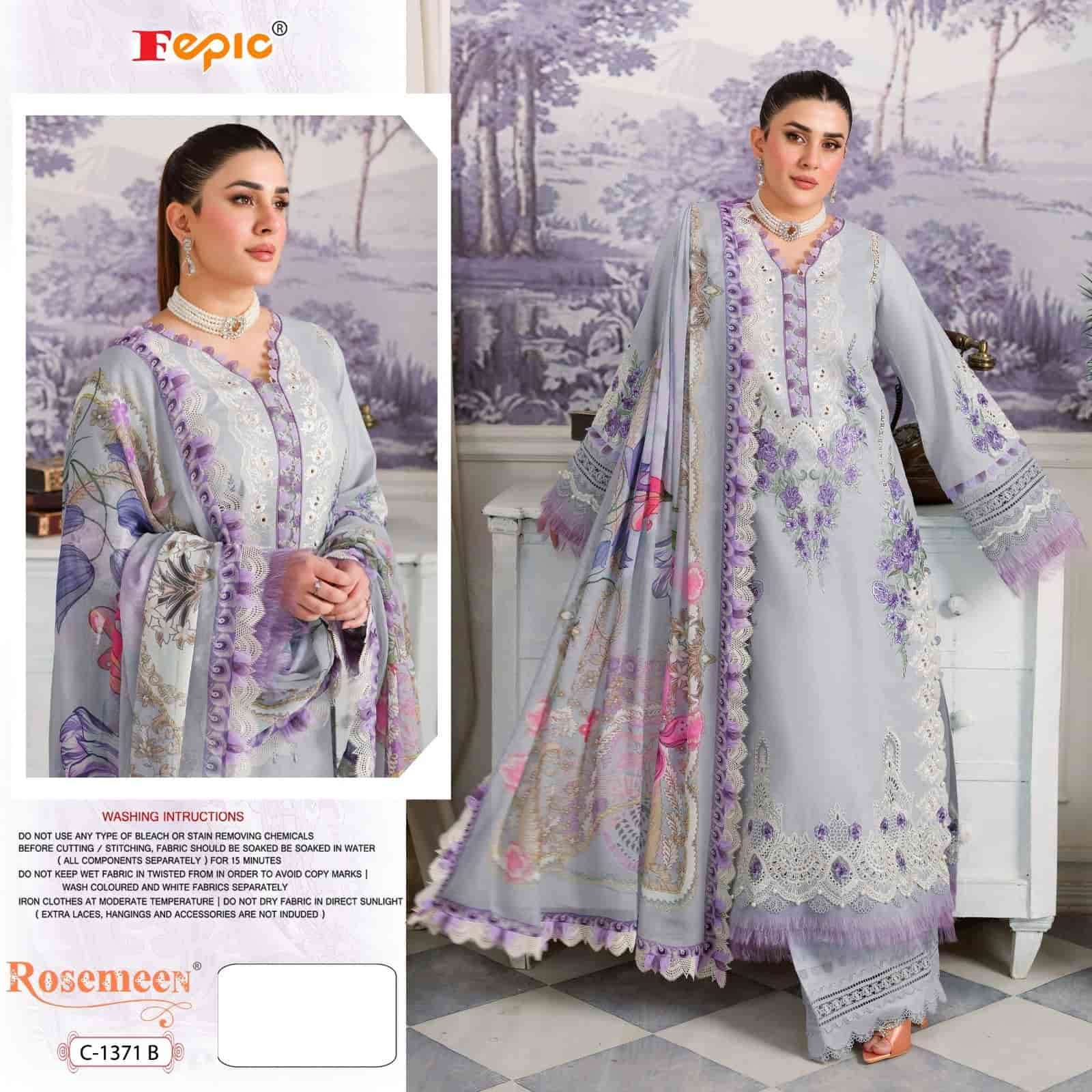Fepic C 1371 Colors Pakistani Style Designer Embroidered Cotton Dress Wholesalers