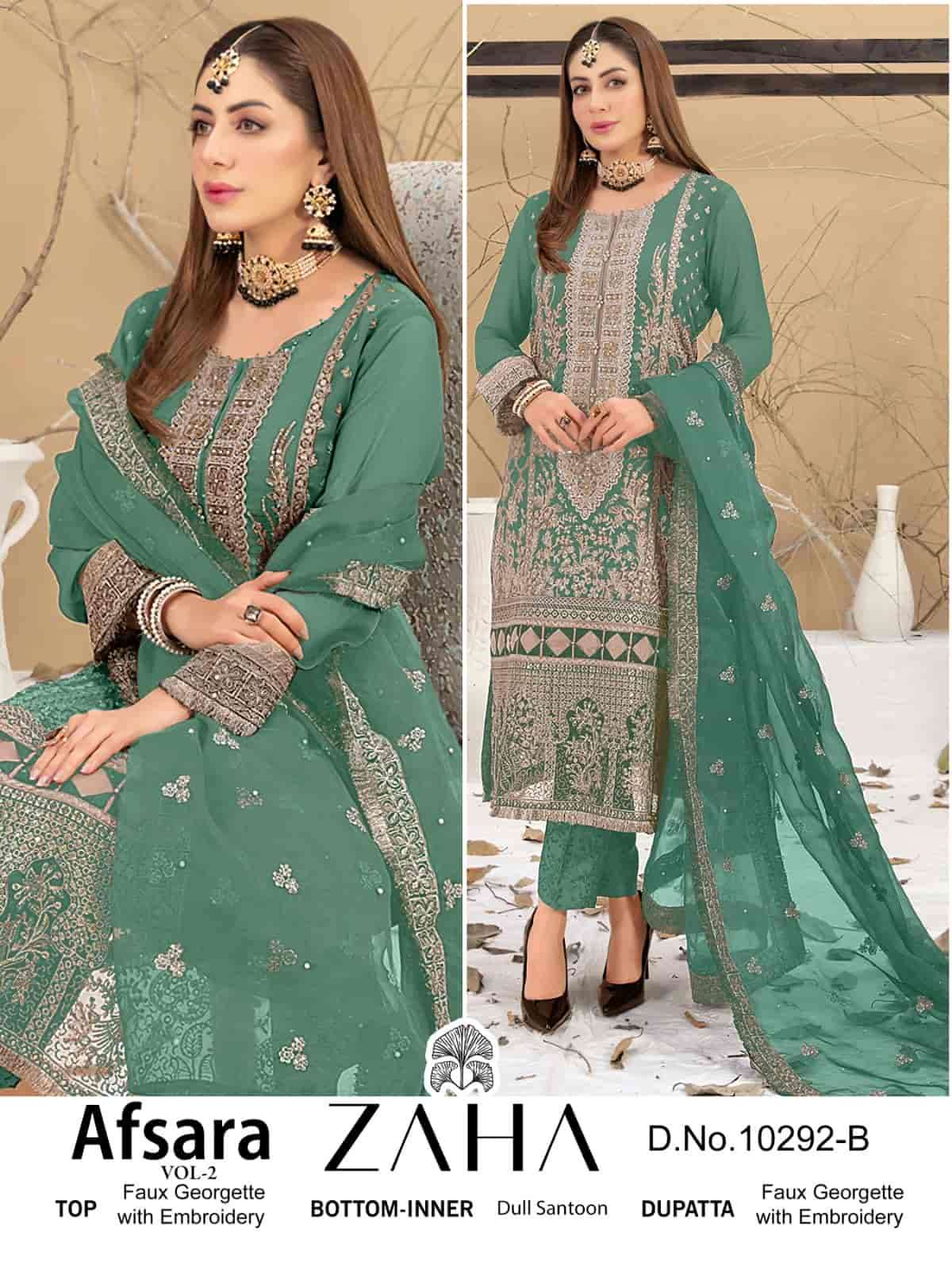 Zaha 10292 B Festive Wear Style Designer Georgette Unstitched Dress Ensemble