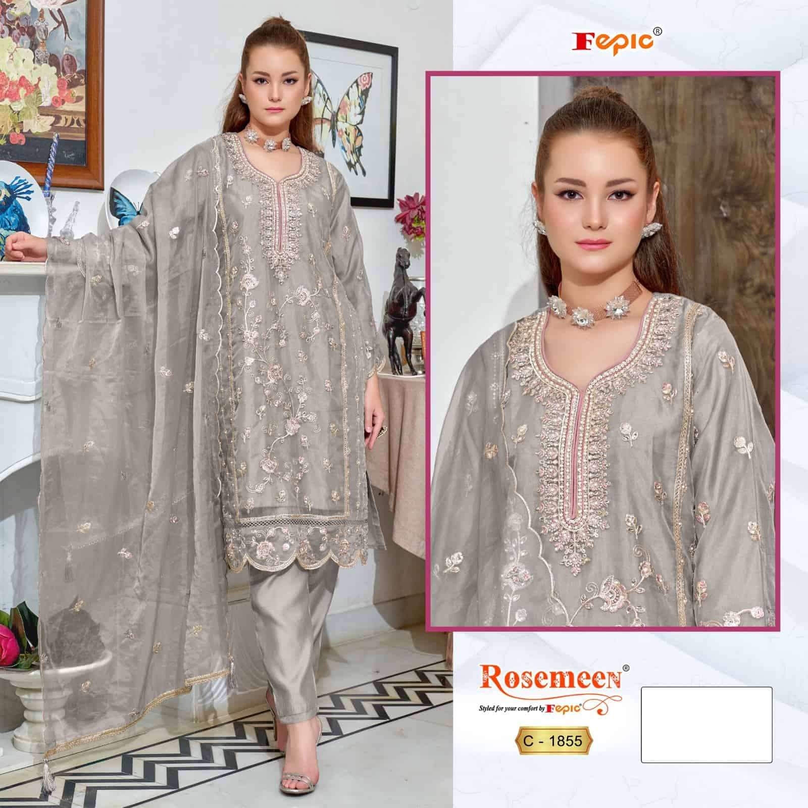 Fepic C 1855 A Pakistani Style Organza Embroidered Suit Exporter