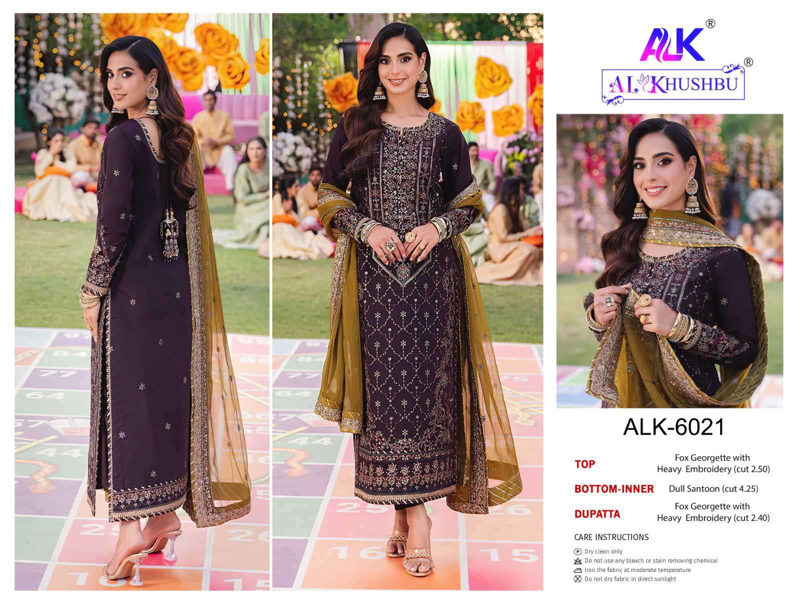 Al Khushu Pakistani Georgette Embroidered Suit