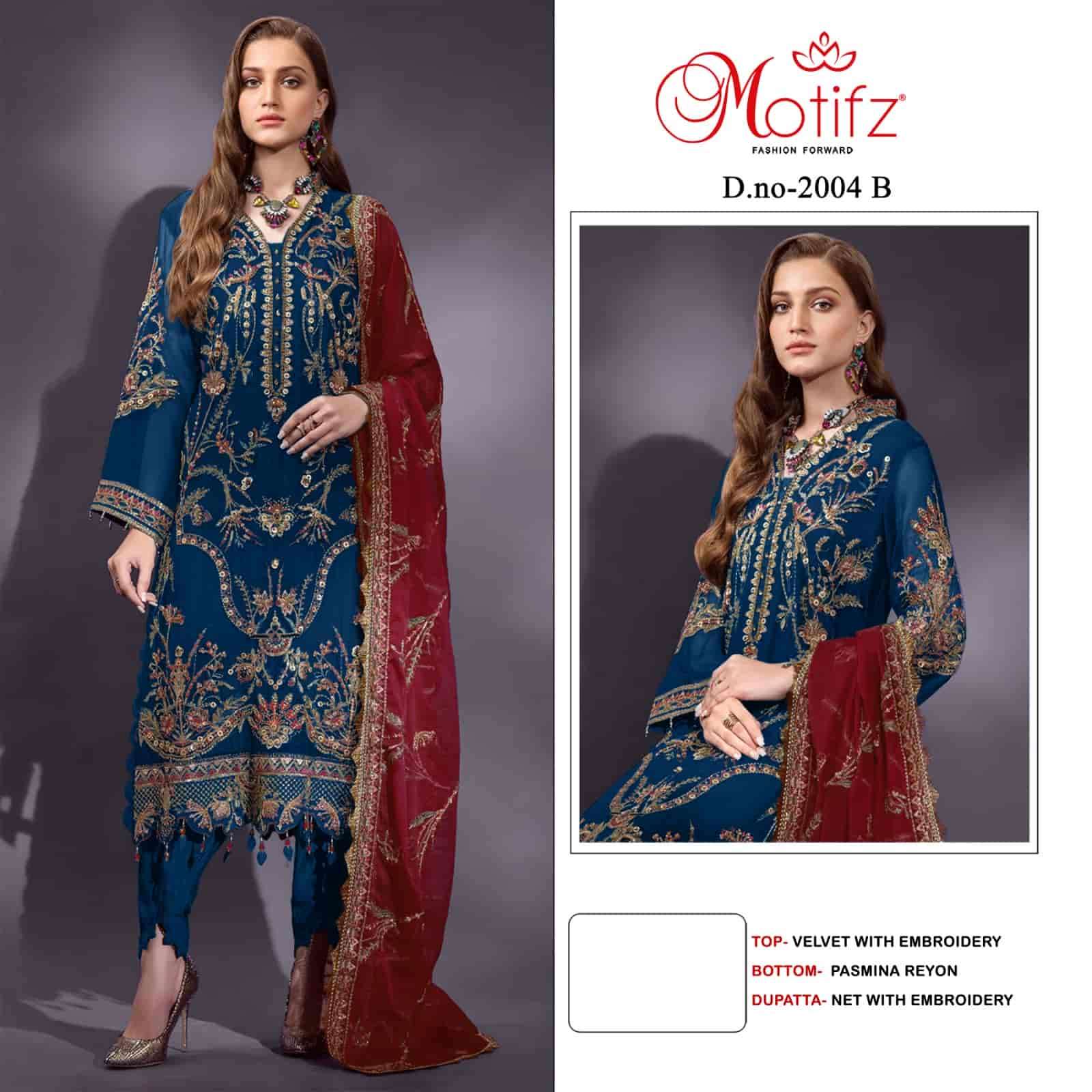 Motifz 2004 B Exclusive Heavy Designer Style Pakistani Party Wear Suit Collection