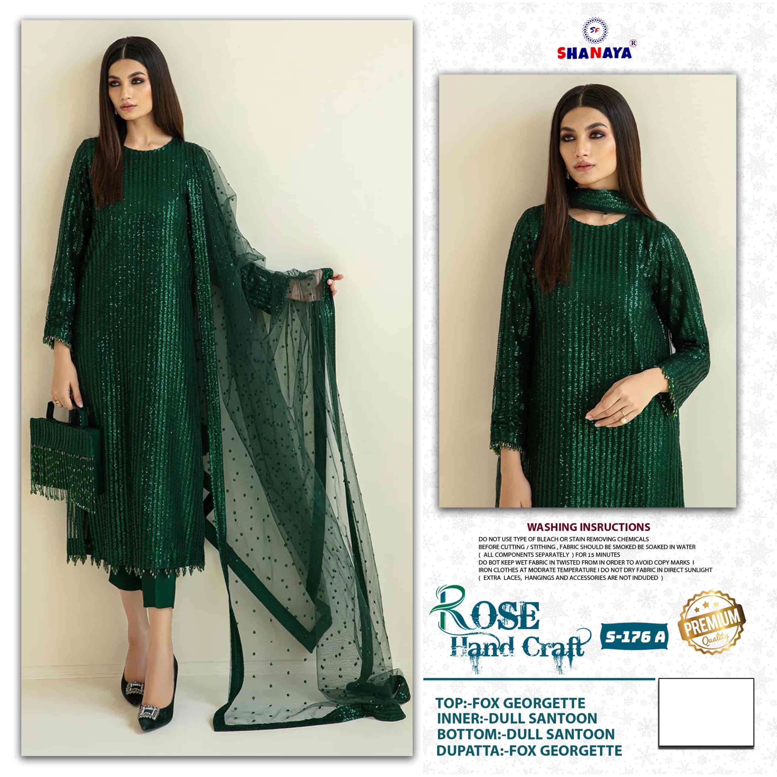 Shanaya S 176 A Pakistani Designer Georgette Suit Exporter