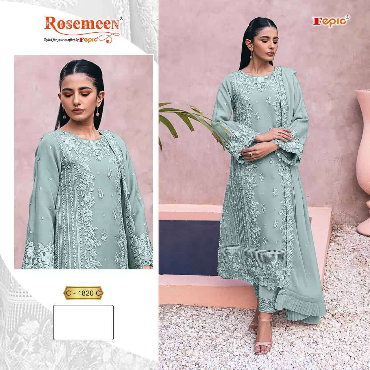 FEpic C 1820 C Exclusive Heavy Designer Style Pakistani Embroidered Suit Ensemble
