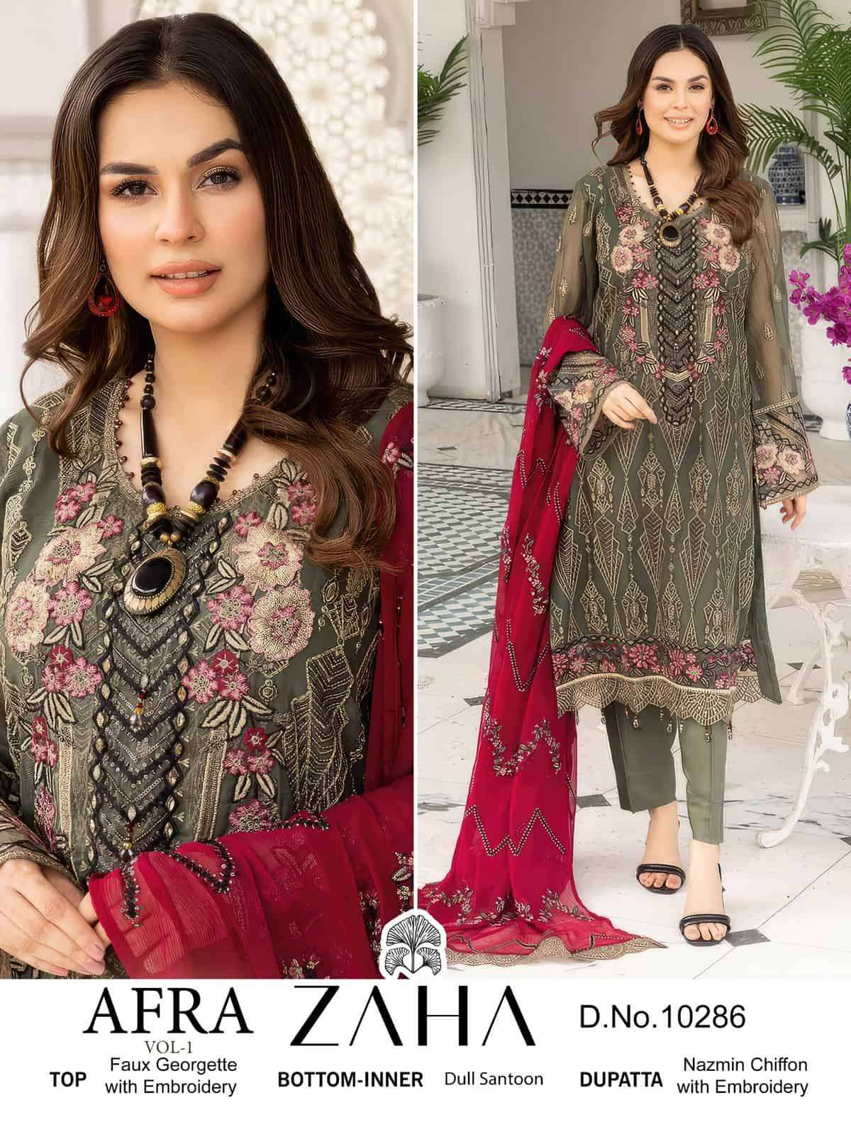 Zaha 10286 Party Wear Style Designer Georgette Dress Ensemble