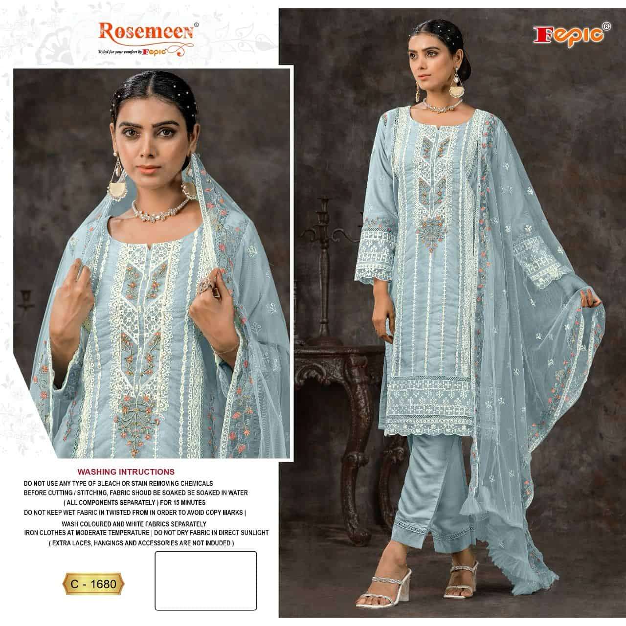 Fepic C 1680 Colors Pakistani Latest Designer Style Festive Wear Salwar Suit Exporters