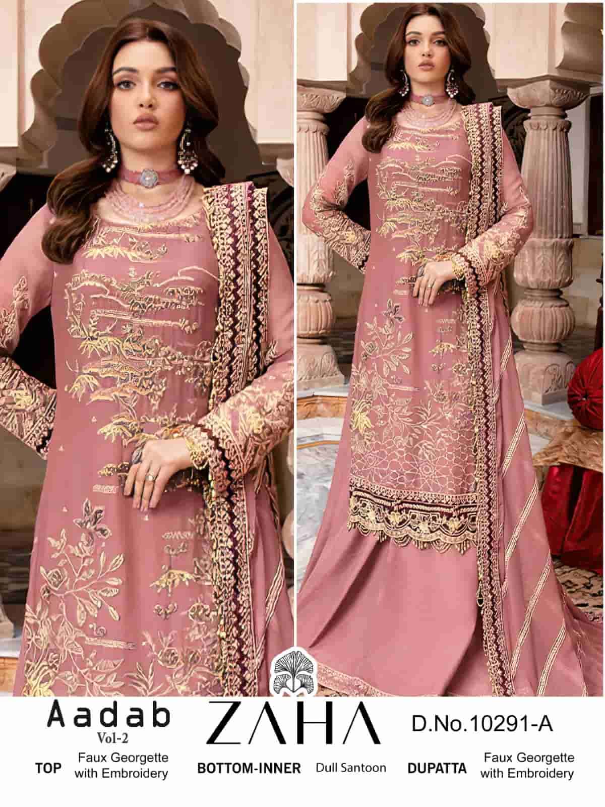 Zaha Aadab Vol 2 10291 Colors Pakistani Festive Wear Style Designer Suit Wholesalers