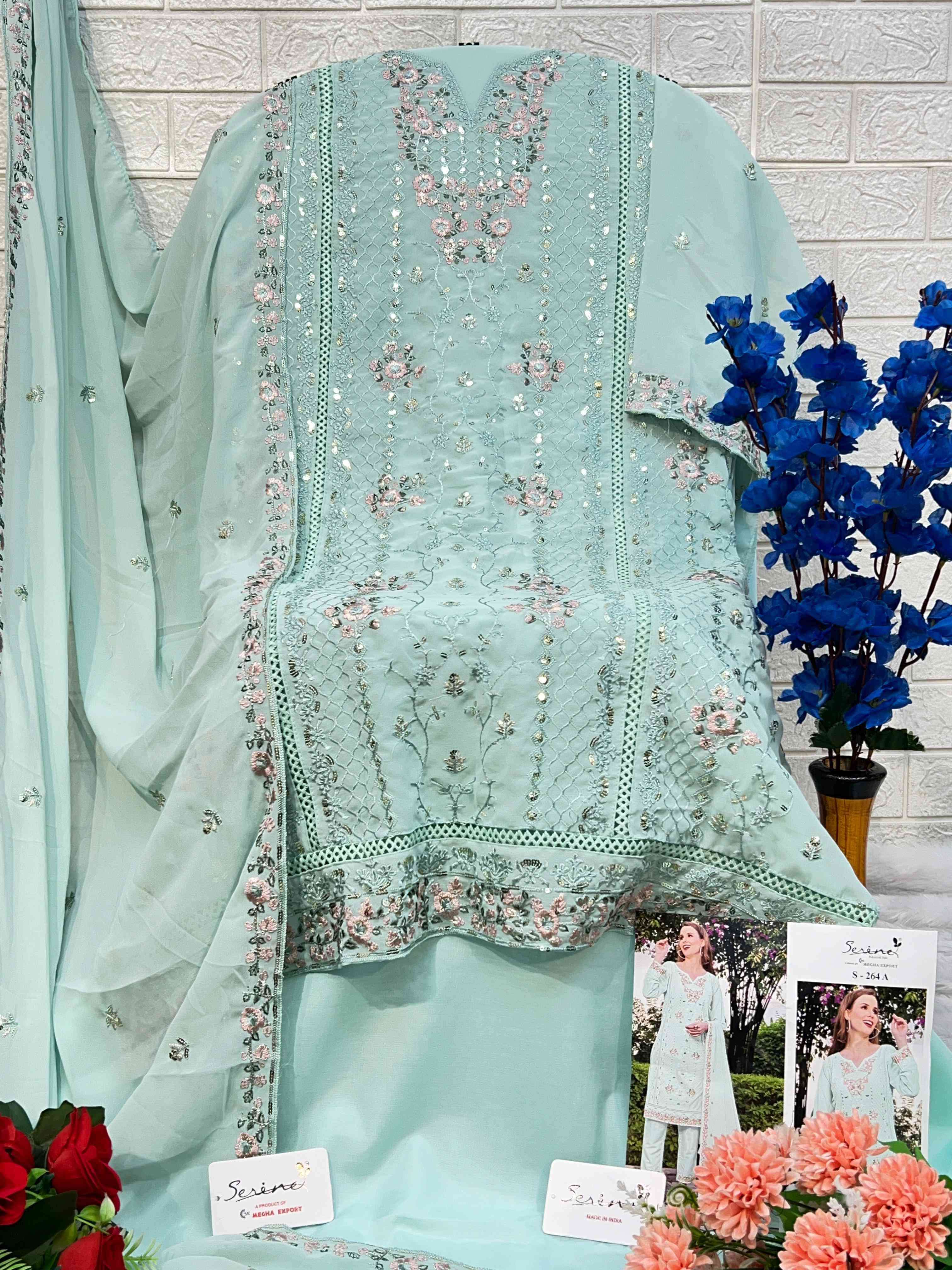Serine S 264 Colors Pakistani Georgette Ladies Suit Catalog Wholesalers