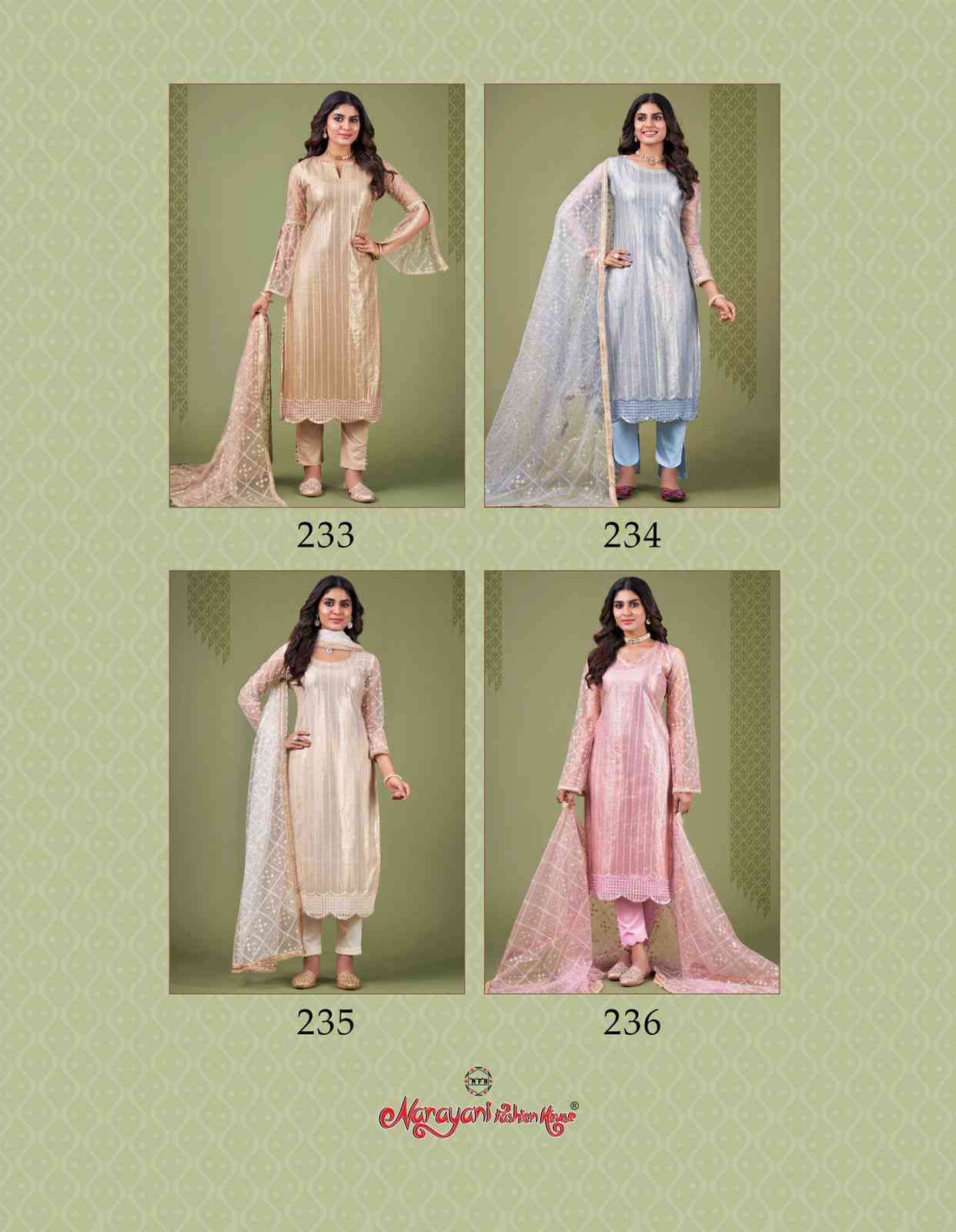 Narayani Zehra Vol 4 Designer Party Wear Straight Suit Catalog Exporter