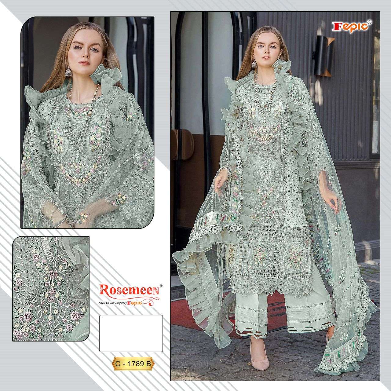 Fepic C 1789 Colors Embroidered Designs Pakistani Cotton Dress