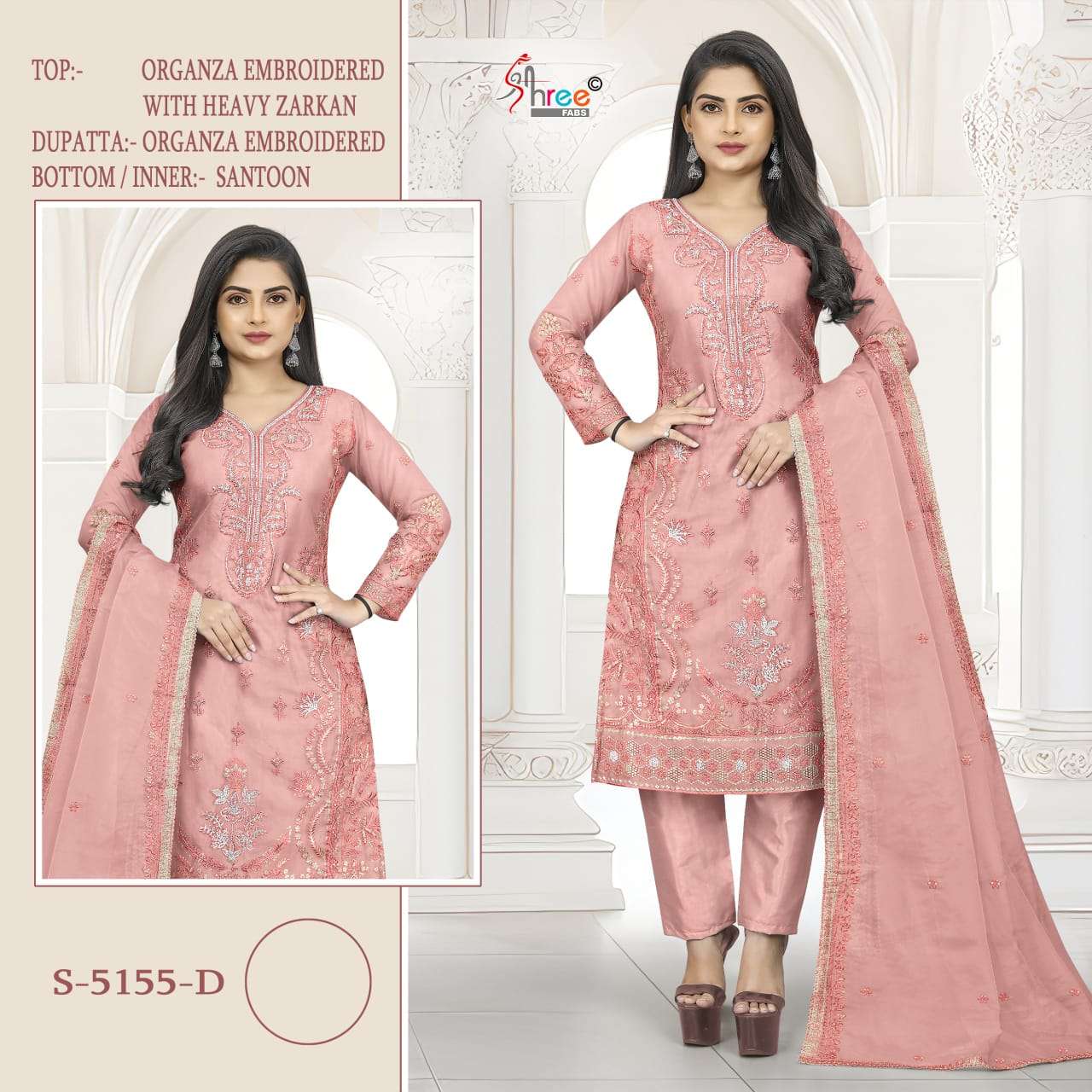 Shree Fabs S 5155 D Pakistani Style Organza Embroidered Suit