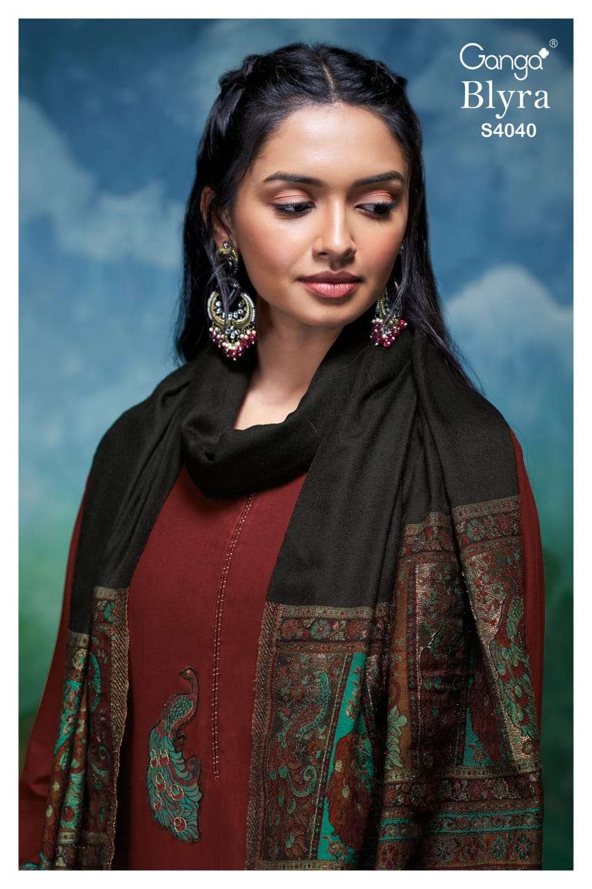 Ganga Fashion Blyra 4040 Latest Designs Pure Pashmina Suits Winter Collection